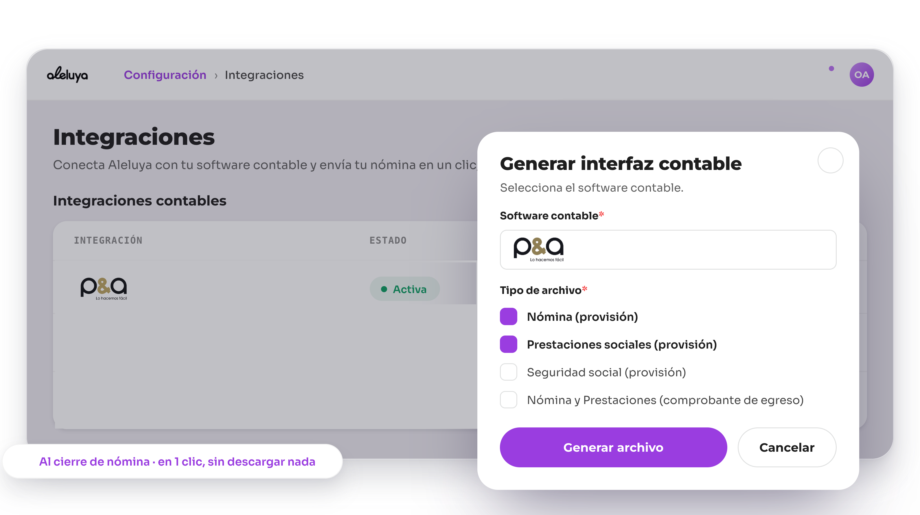 Integración Aleluya con PYA