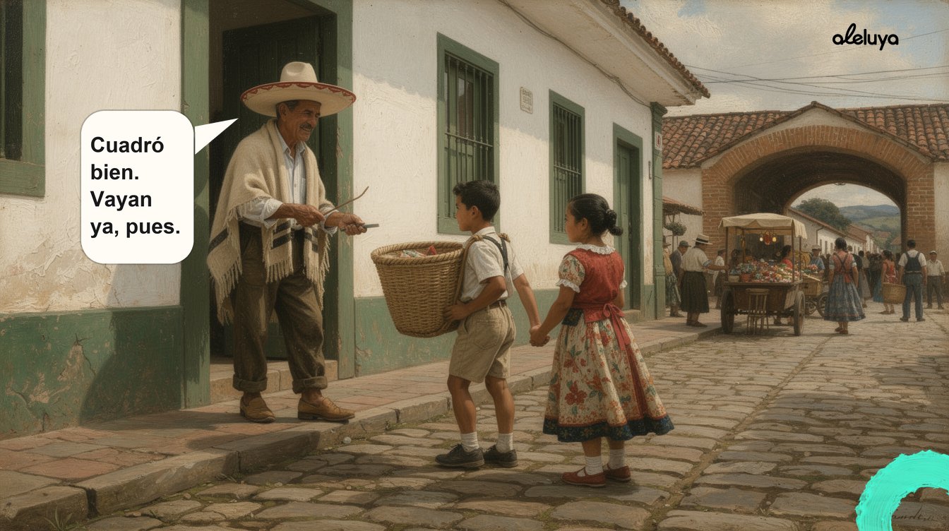 Una telegrafista bogotana envía un mensaje mientras los papeles de su escritorio se transforman en una bandada de pájaros de papel que vuelan por la ventana